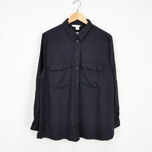 L.O.G.G H&M Utility Charcoal Long Sleeve Button Down Shirt Size US 14 NWT